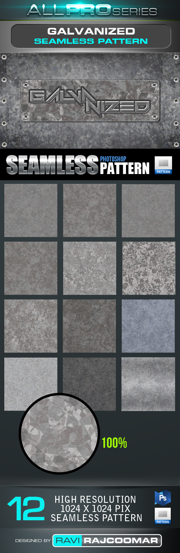 Galvanized Seamless-Tileable Pattern - Textures / Fills / Patterns Photoshop