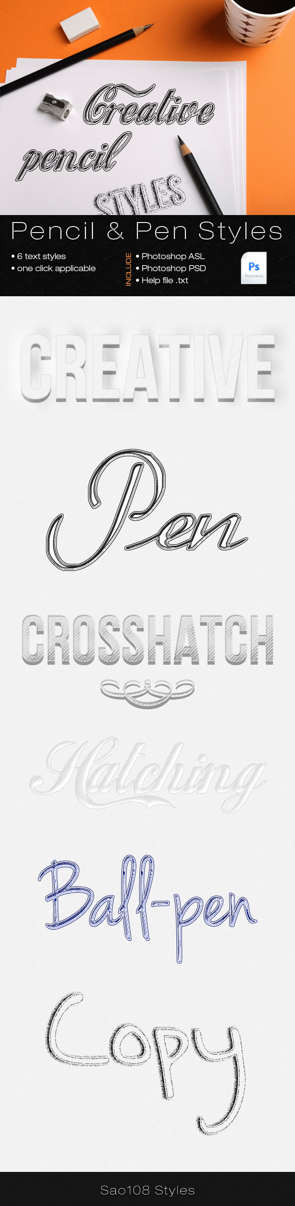 Pencil and Pen Text Styles - Text Effects Styles