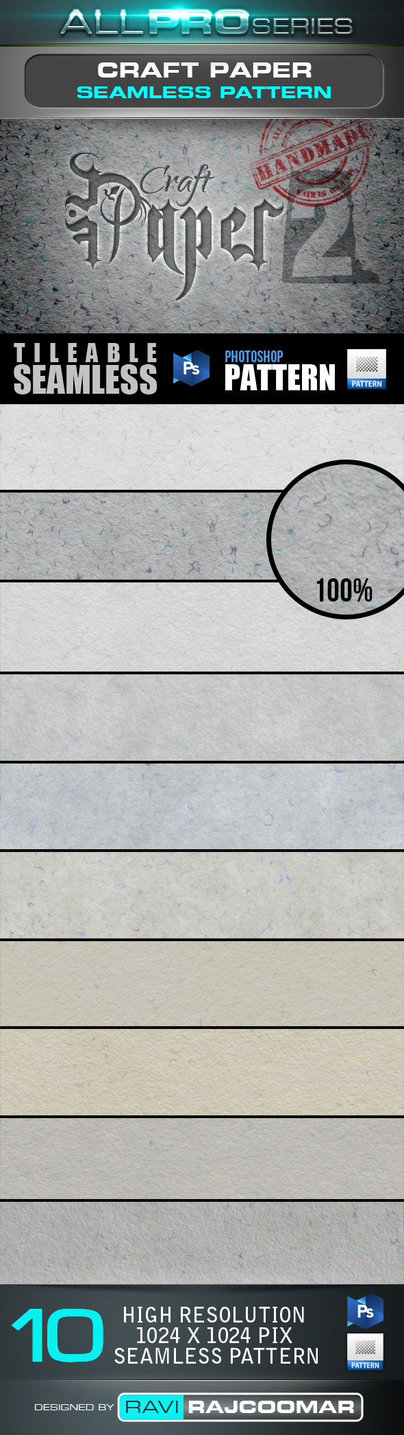 Craft Paper Seamless Tileable Pattern Vol.2 - Textures / Fills / Patterns Photoshop