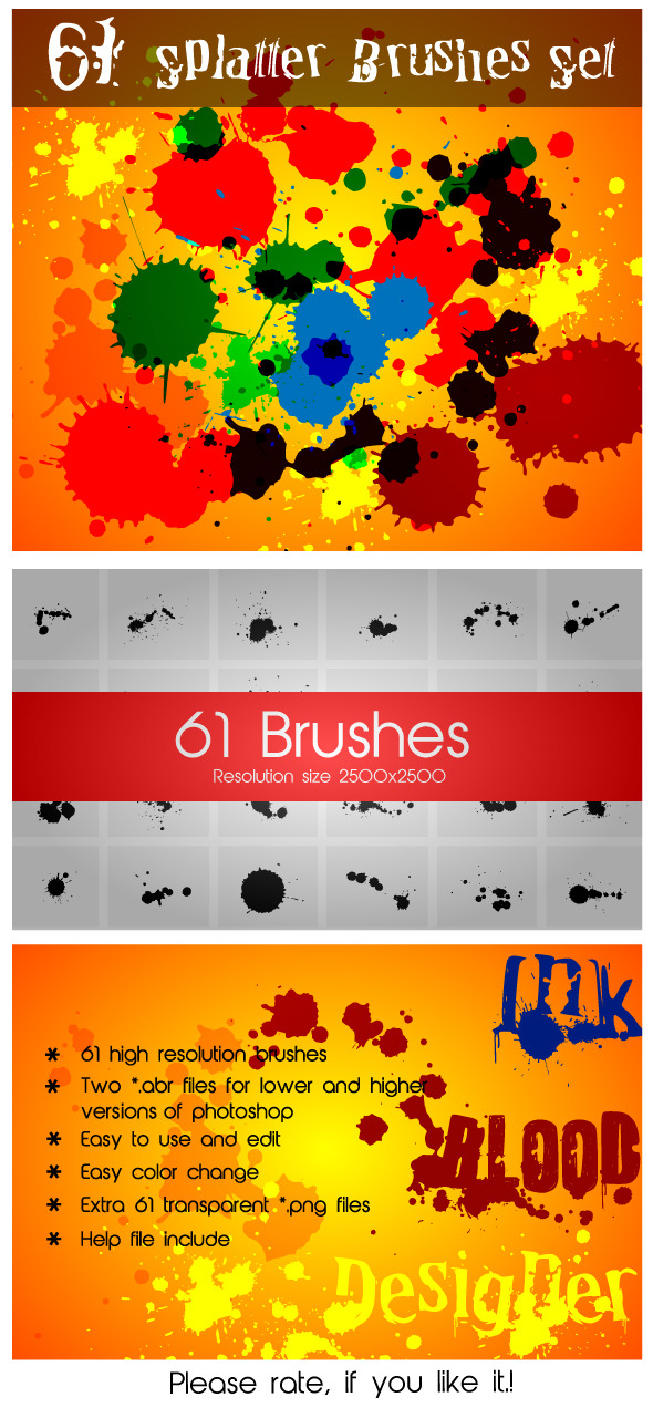 61 Splatter Brushes Set - Grunge Brushes