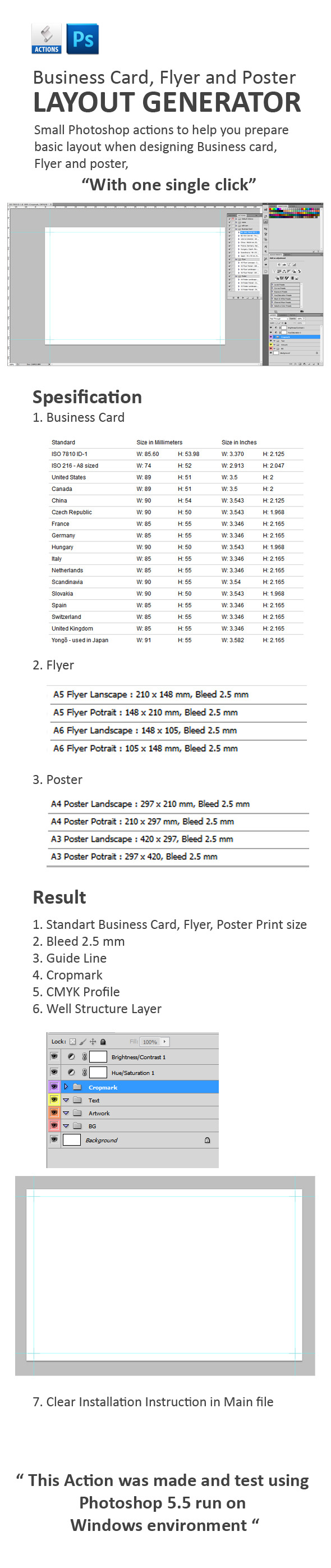 Business Card Flyer and Poster Layout Action - Actions Photoshop