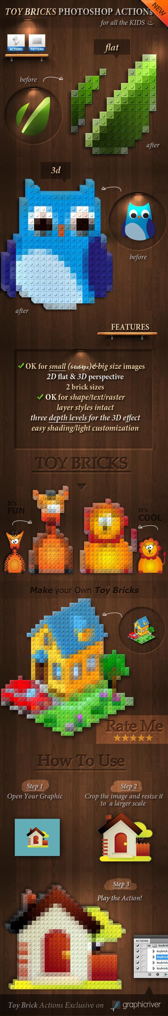 3D Toy Bricks Photoshop Actions