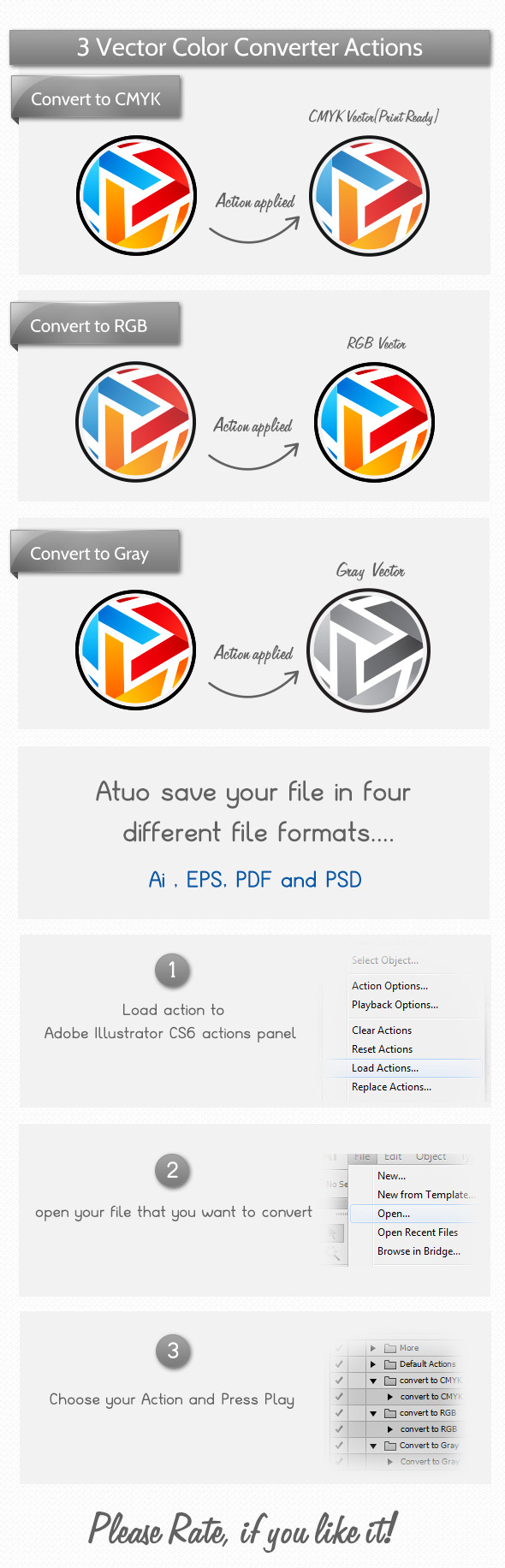 Vector Color Mode Actions - Actions Illustrator