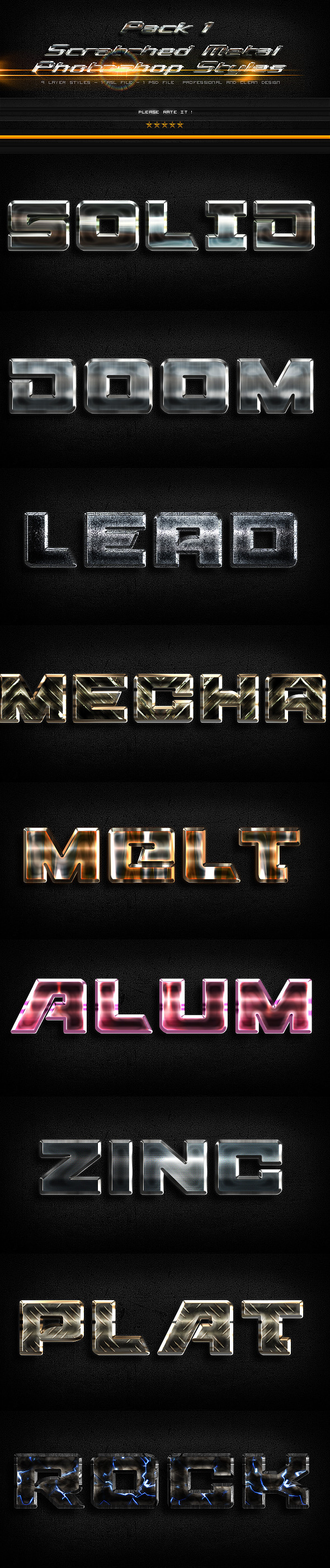 Scratched Metal Photoshop Styles-1 - Text Effects Actions
