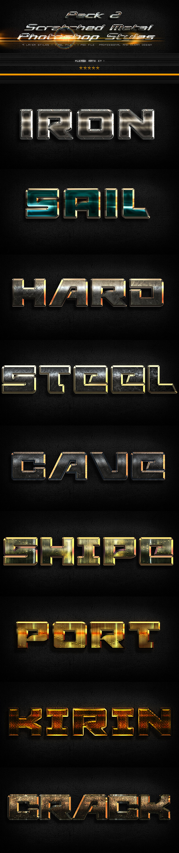Scratched Metal Photoshop Styles-2 - Text Effects Actions