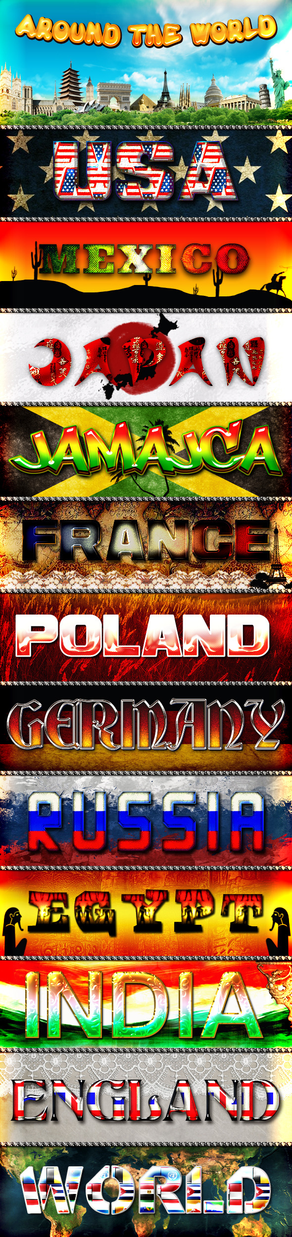 Around the World - Text Effects Styles