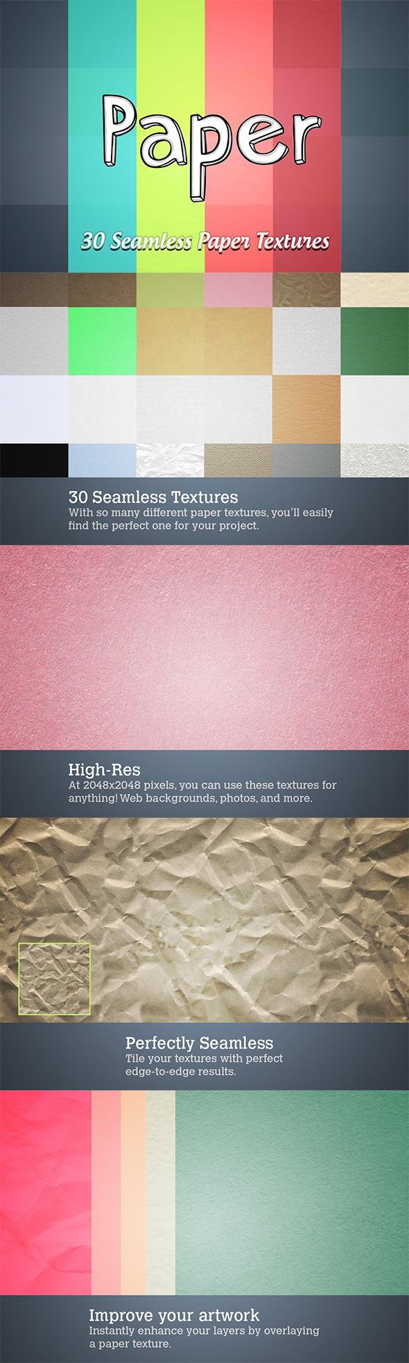 30 Seamless Paper Textures - Artistic Textures / Fills / Patterns