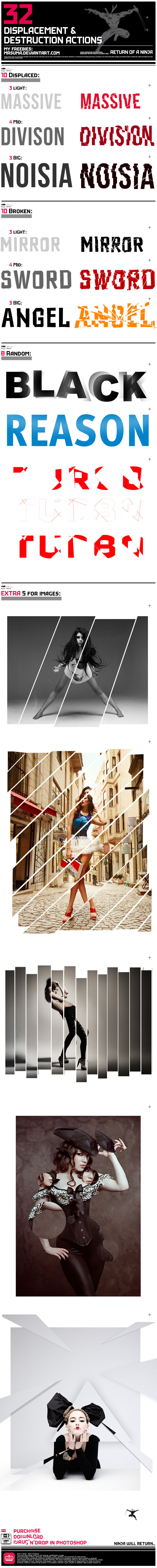 32 Displace & Distort Effect - Actions Photoshop