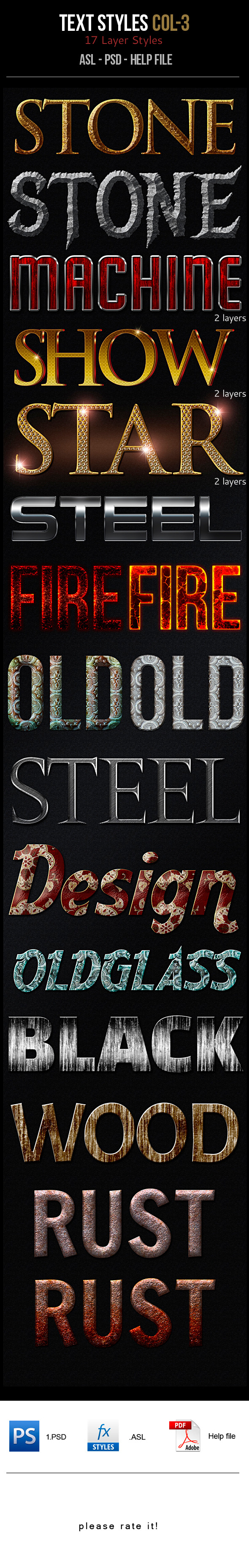 Text Layer Styles -Col 3 - Text Effects Actions