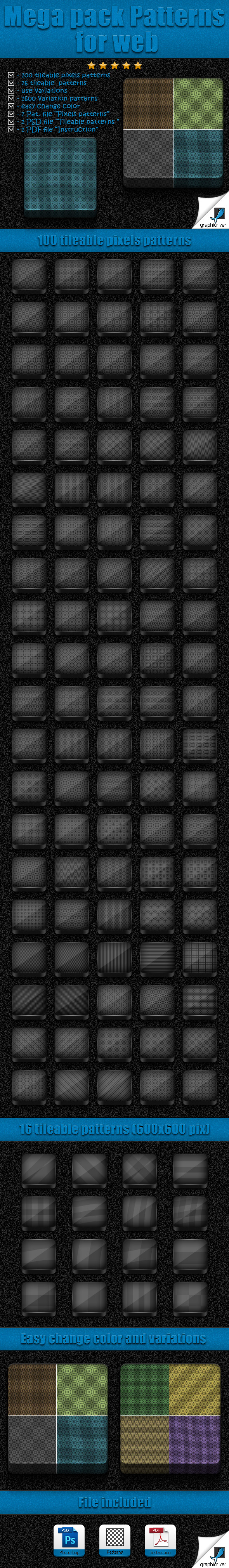 Mega Pack Patterns for Web - Textures / Fills / Patterns Photoshop