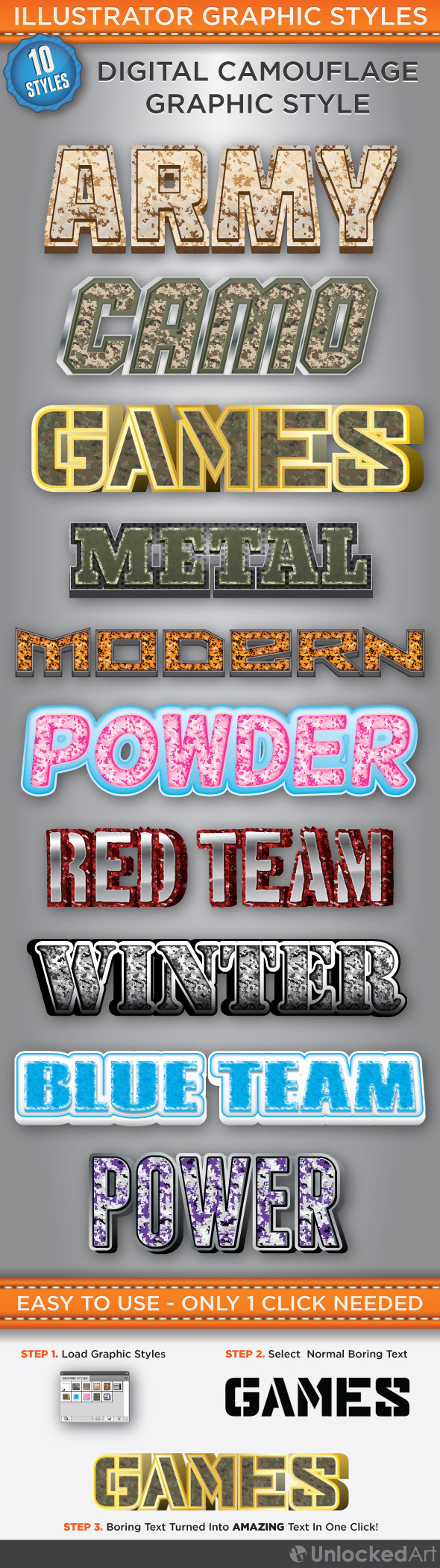 Digital Camouflage Graphic Styles - Styles Illustrator