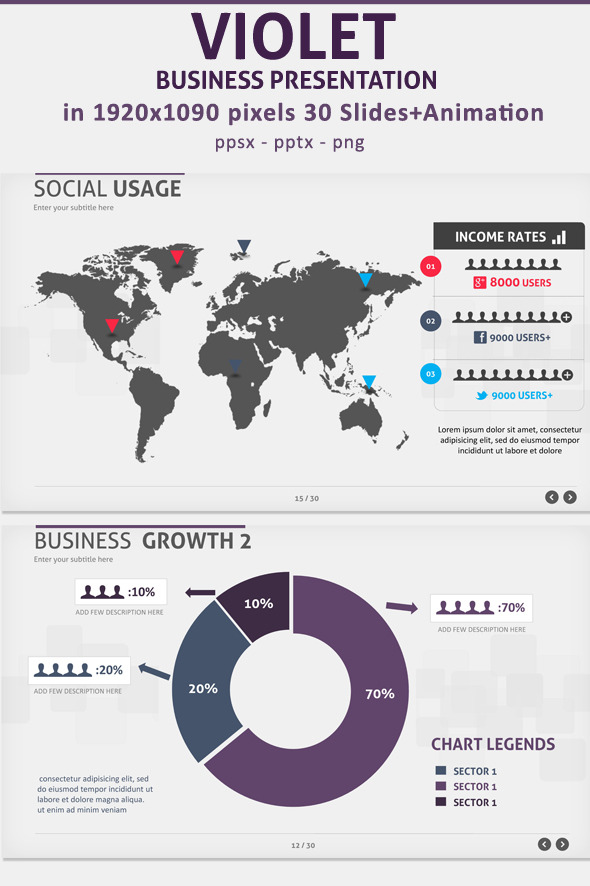 Violet Business presentation - Business PowerPoint Templates