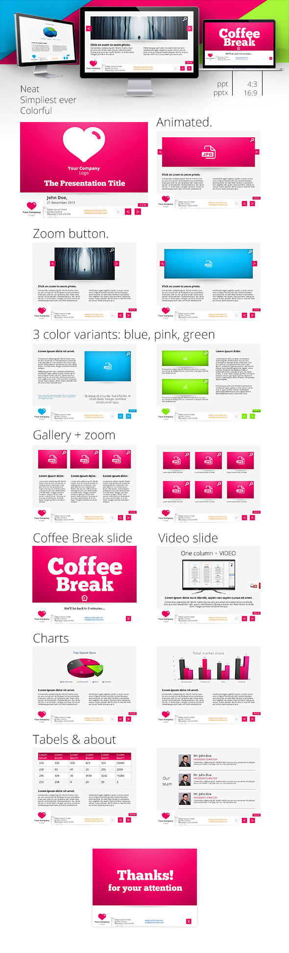 Colorful and Neat Powerpoint Template - Presentation Templates