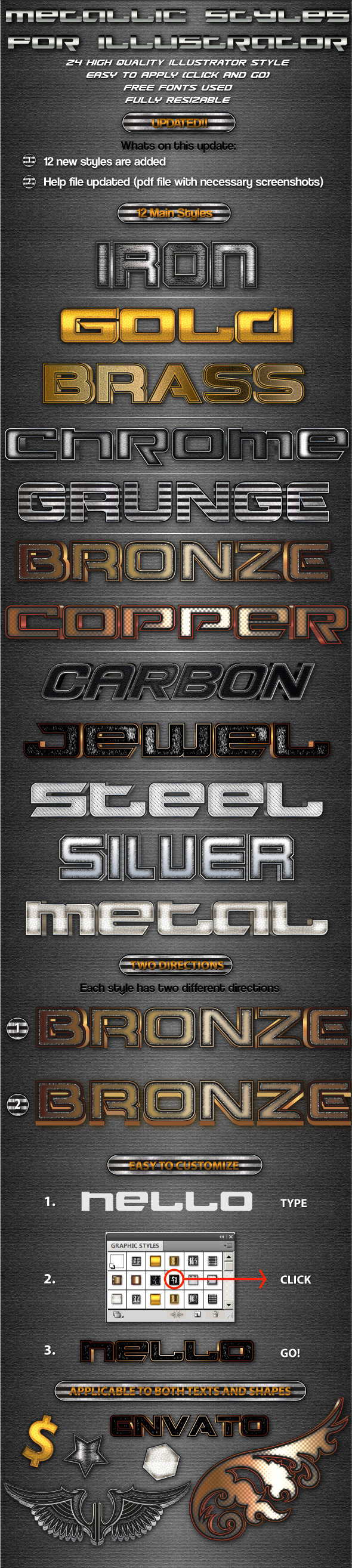 Metallic Styles for Illustrator - Styles Illustrator