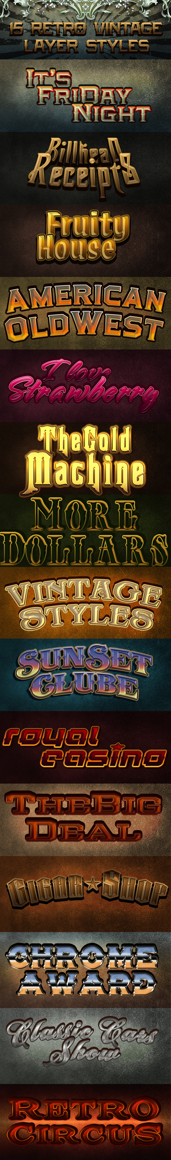 Retro Vintage layer Styles - Text Effects Actions