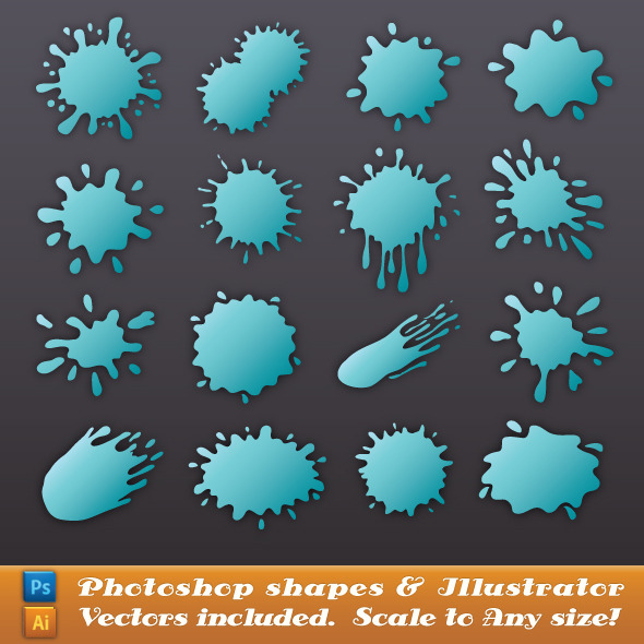 Splat and Splash Shapes - Shapes Photoshop