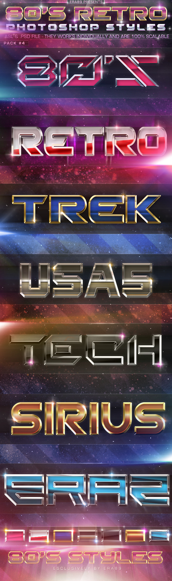 80's Retro Photoshop Styles Pack 4 - Styles Photoshop