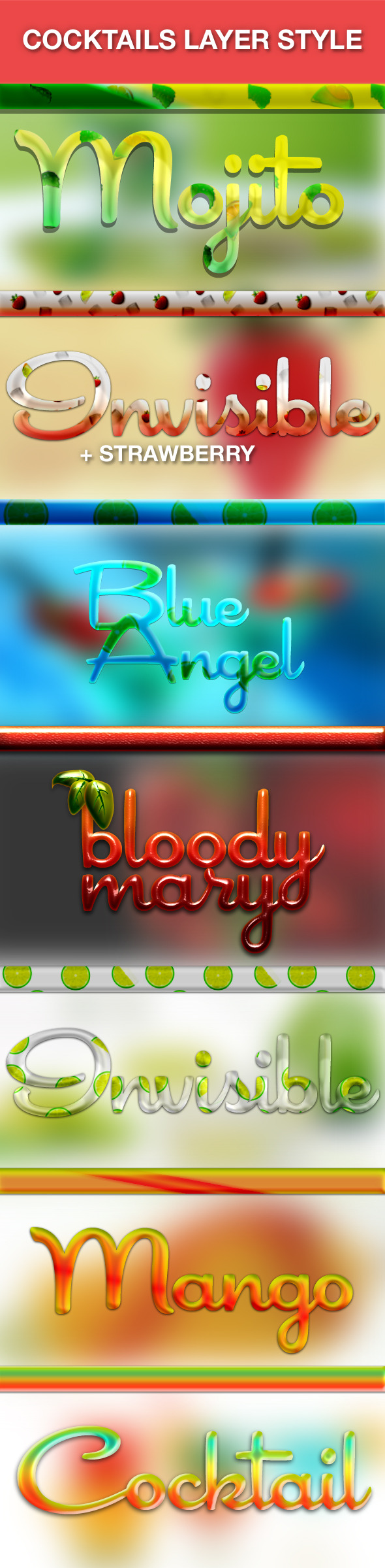 Cocktails Drinks Layer Style - Text Effects Actions