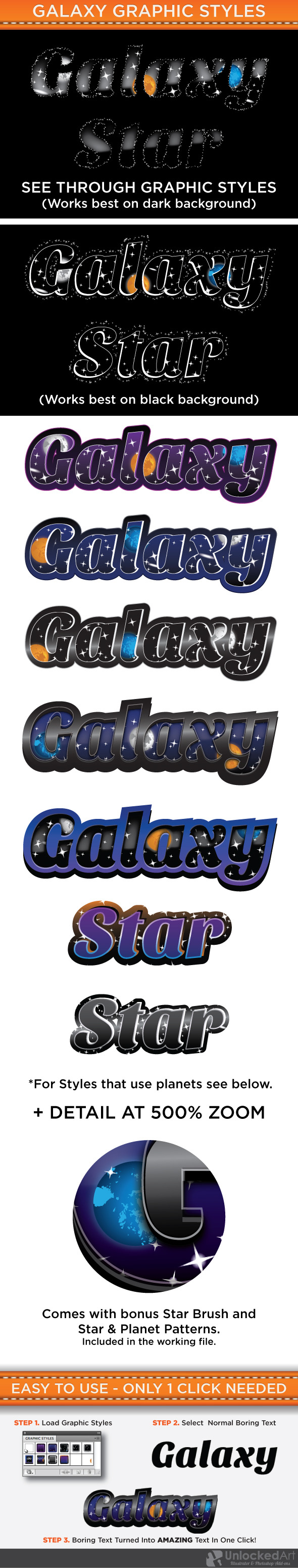 Galaxy Graphic Styles - Styles Illustrator