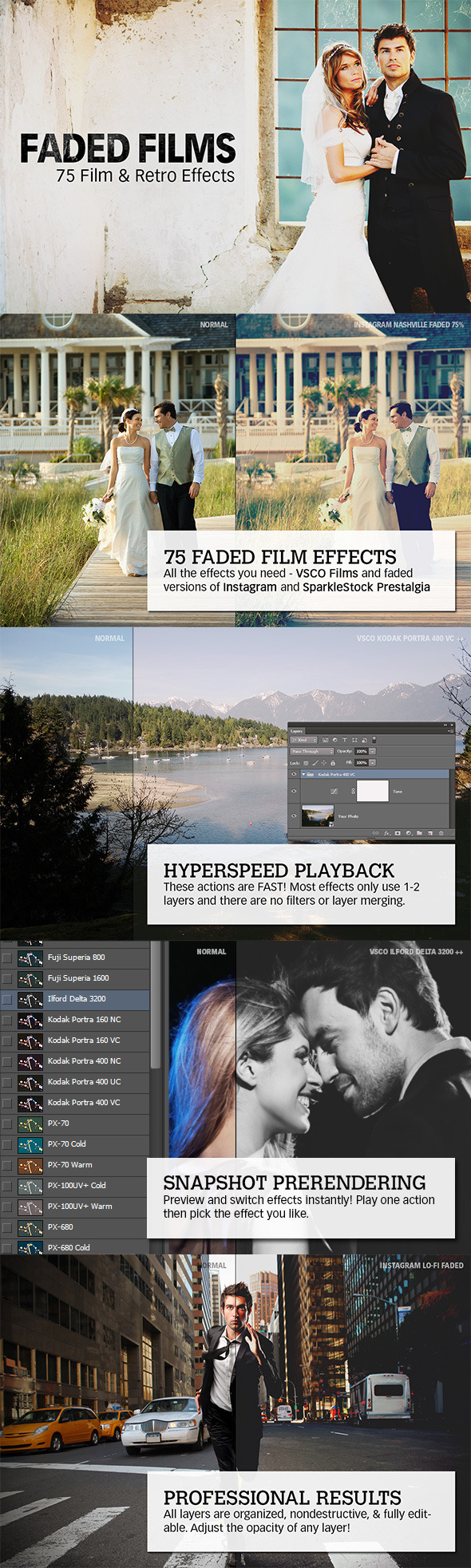Faded Films - 72 Film & Retro Effect - Photo Effects Actions