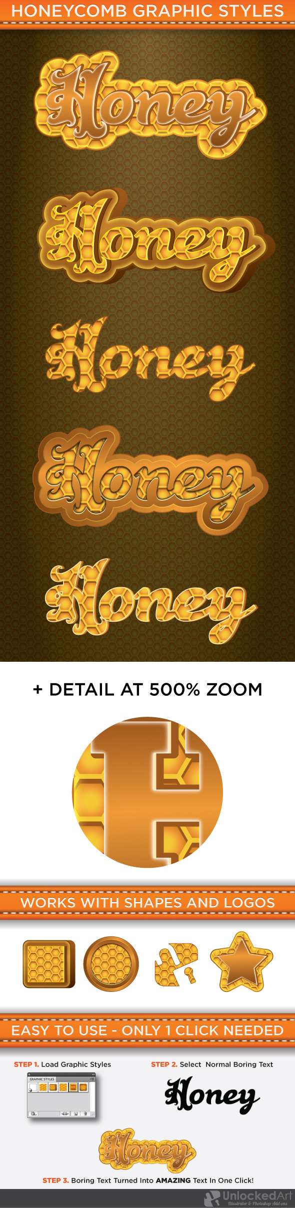 HoneyComb Graphic Styles - Styles Illustrator