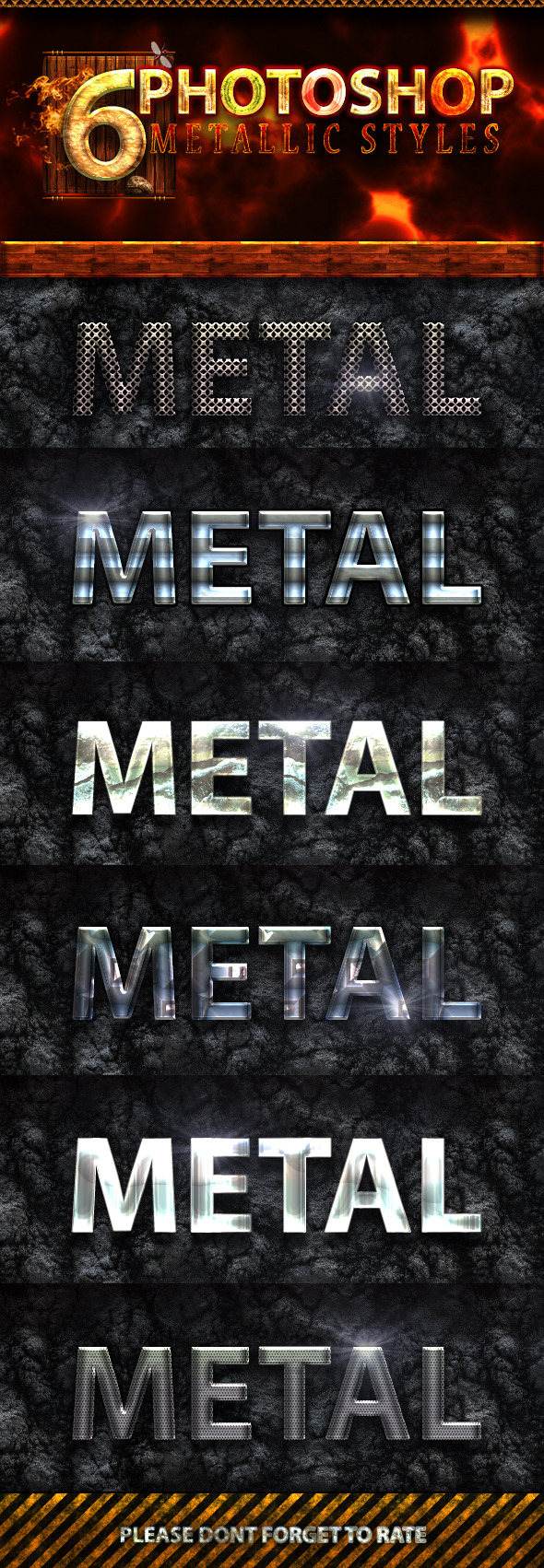 6 Photoshop Metallic Text Styles - Text Effects Styles