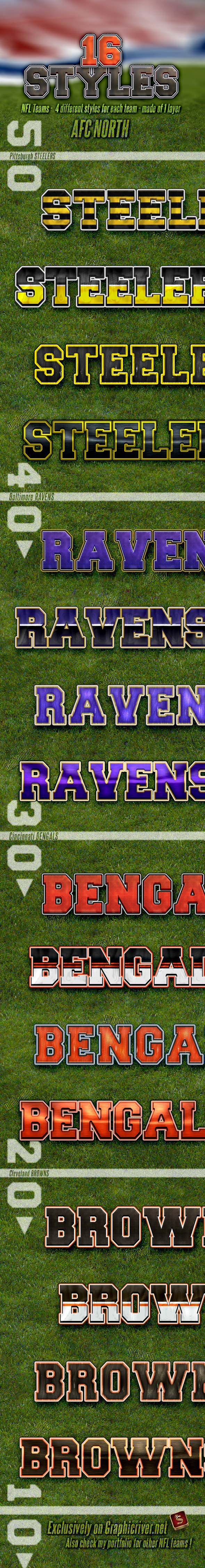 NFL Football Styles - AFC North - Styles Photoshop