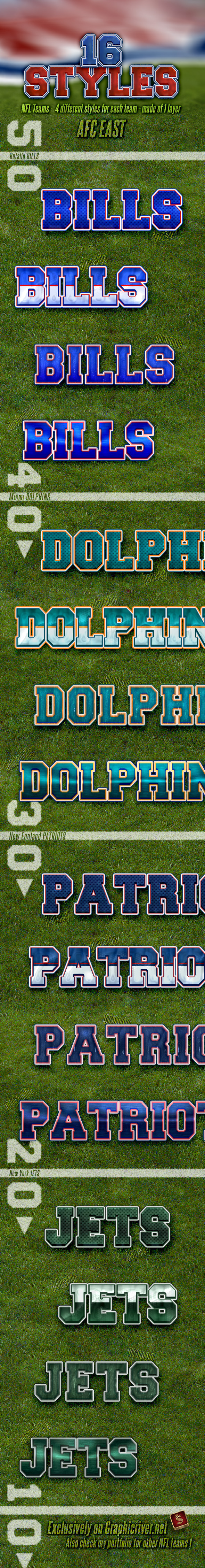 NFL Football Styles - AFC East - Styles Photoshop