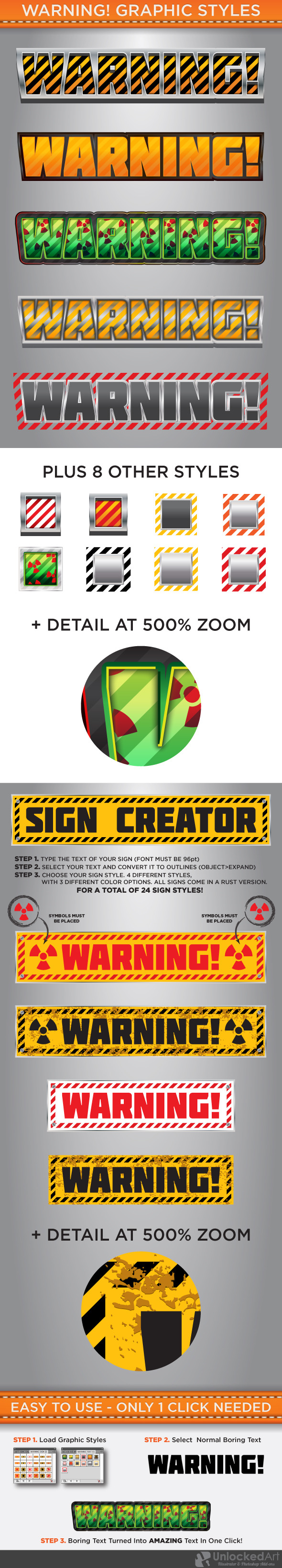 Warning Graphic Styles - Styles Illustrator