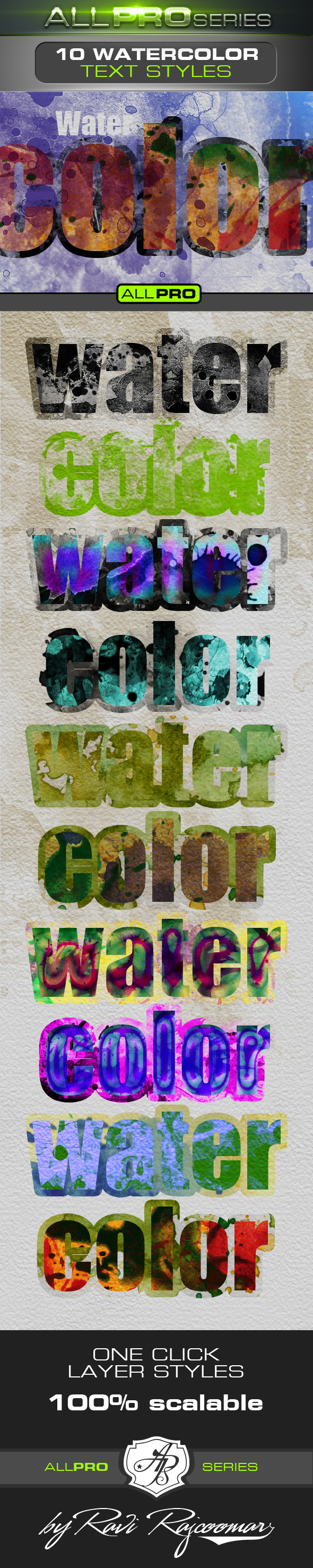 Watercolor Photoshop Text Styles - Text Effects Actions