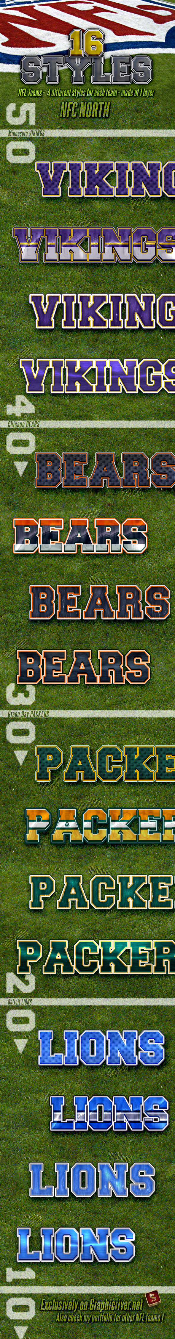 NFL Football Styles - NFC North - Styles Photoshop