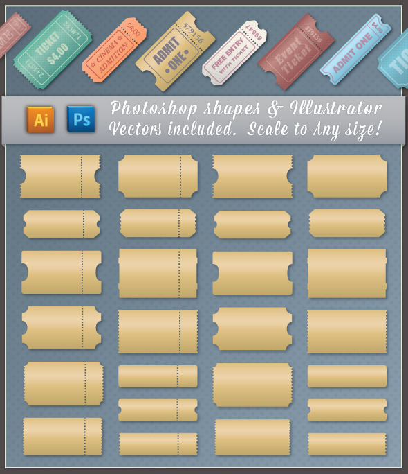 Event Ticket Shapes - Shapes Photoshop