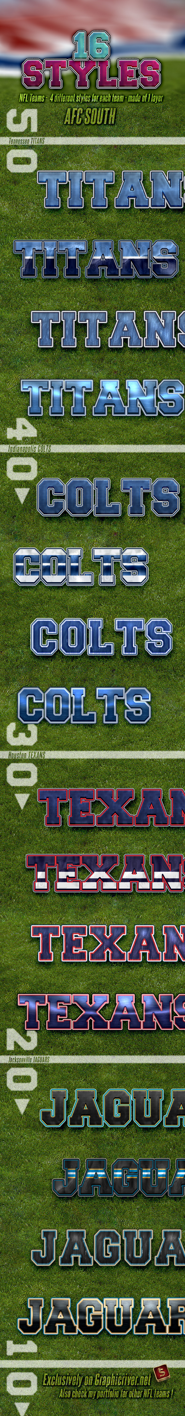 NFL Football Styles - AFC South - Styles Photoshop