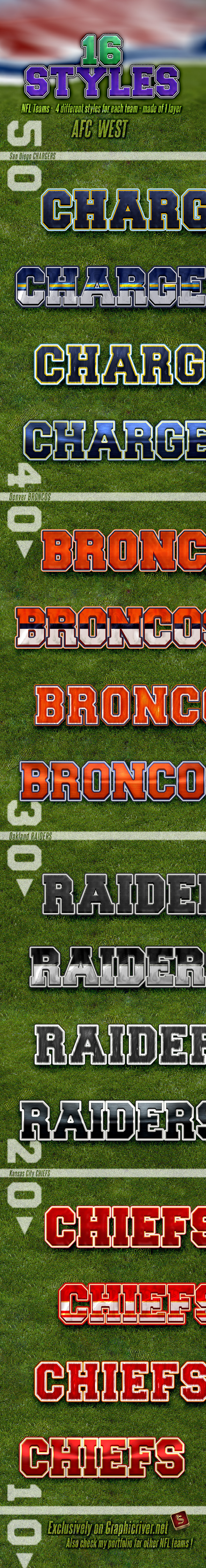 NFL Football Styles - AFC West - Styles Photoshop
