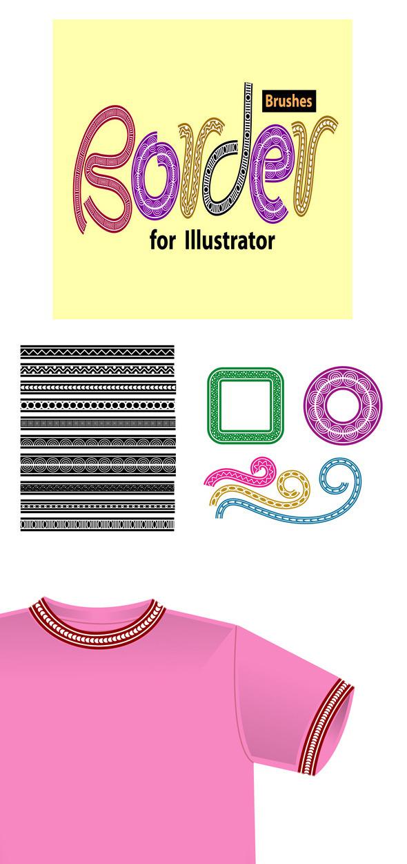 Border Brushes for Illustrator - Brushes Illustrator