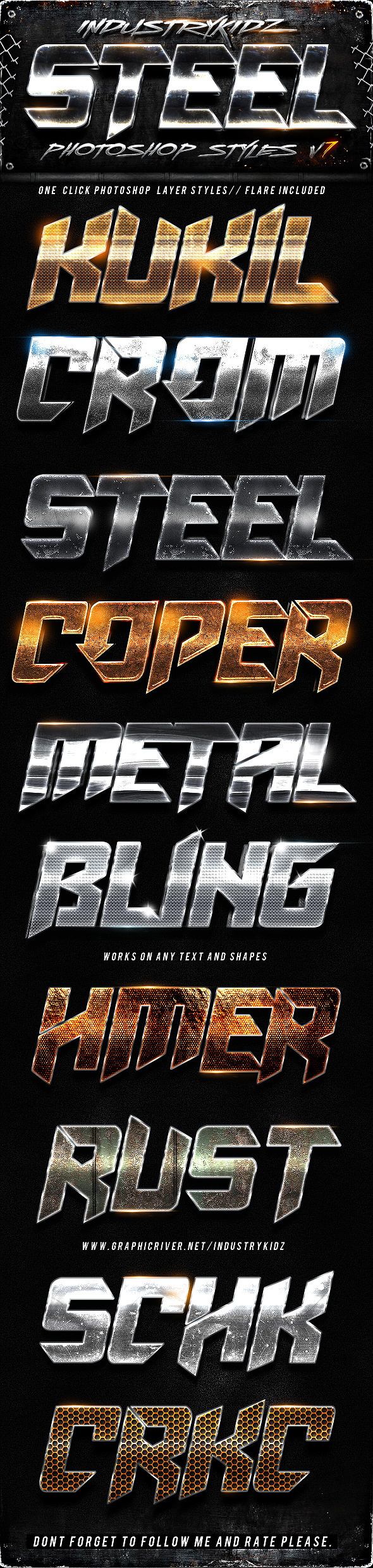 Steel Photoshop Layers Styles V7 - Text Effects Styles
