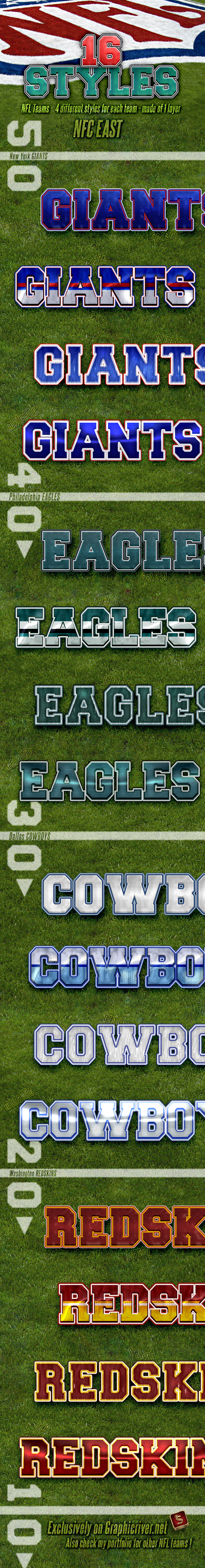 NFL Football Styles - NFC East - Styles Photoshop