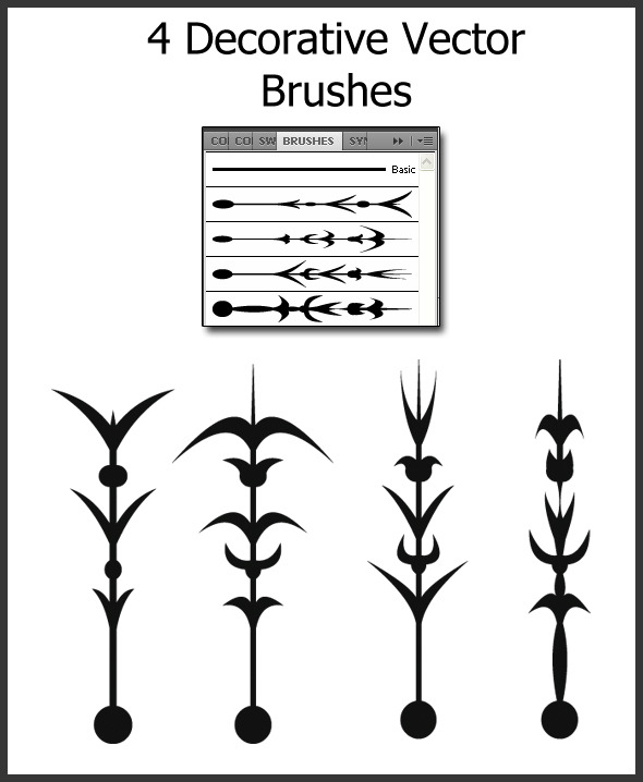 4 Decorative Vector Brushes - Brushes Illustrator