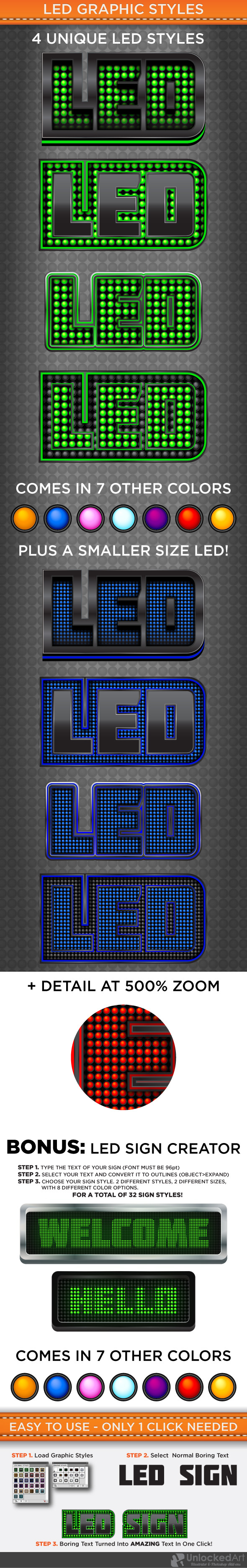 LED Graphic Styles - Styles Illustrator