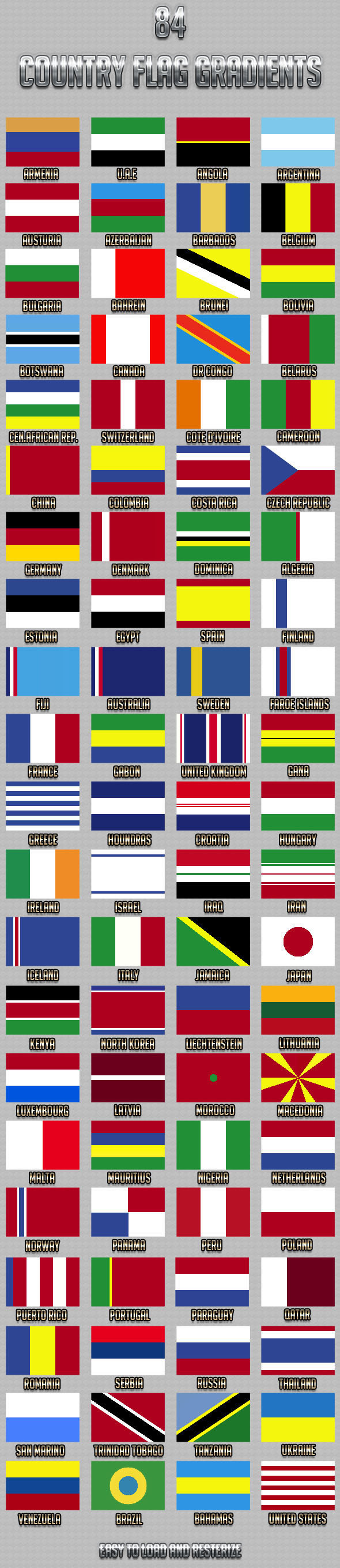 84 Country Flag Gradients - Add-ons
