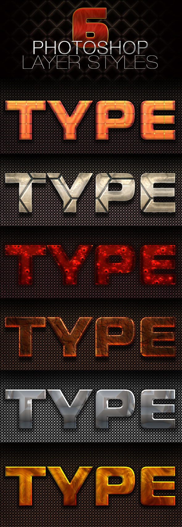 6 Photoshop Layer Styles - Styles Photoshop