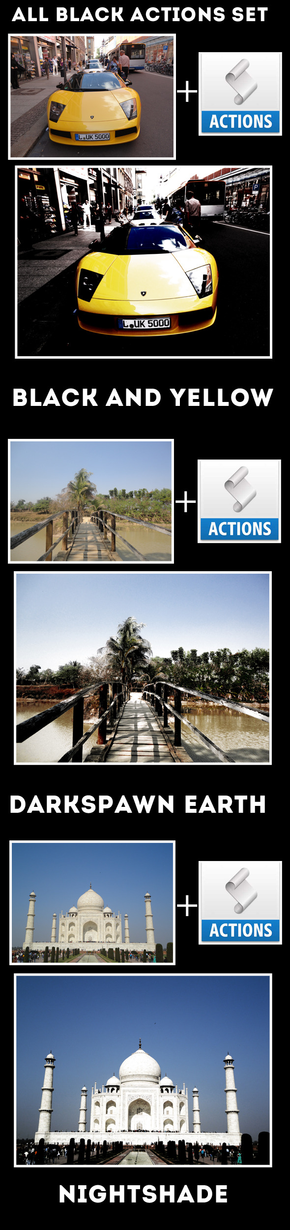 All Black Action Set - Photo Effects Actions
