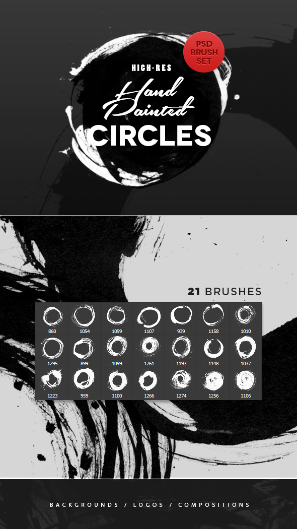 Hand Painted Circles Photoshop Brushes - Artistic Brushes