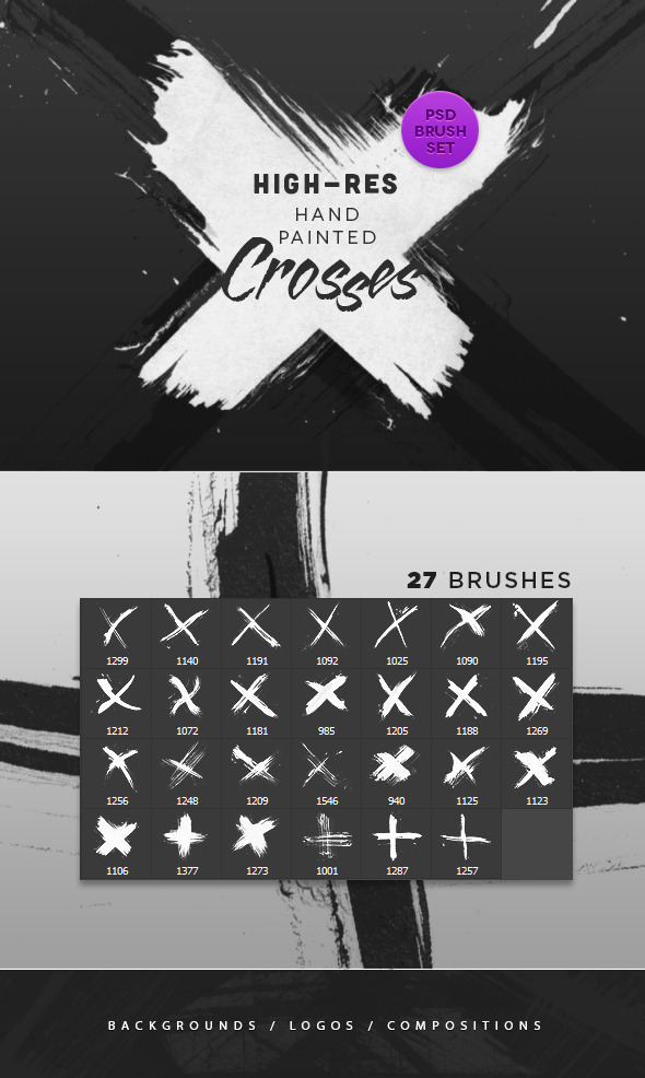 Hand Painted Crosses Photoshop Brushes - Artistic Brushes