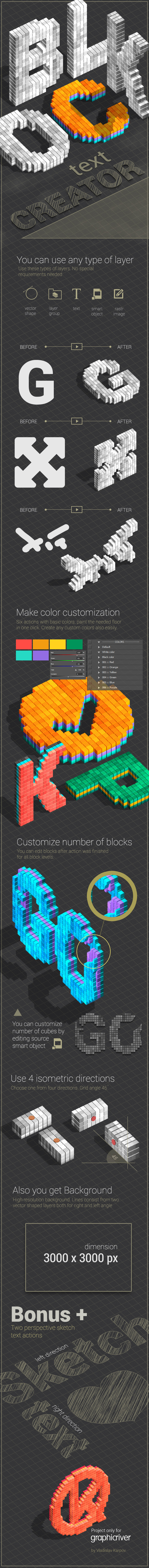 Blocks Text Creator - Actions Photoshop