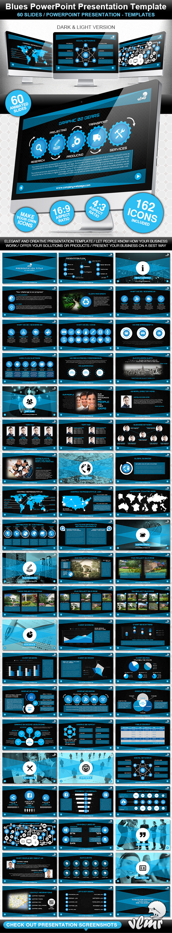 Blues PowerPoint Presentation Template - Creative PowerPoint Templates