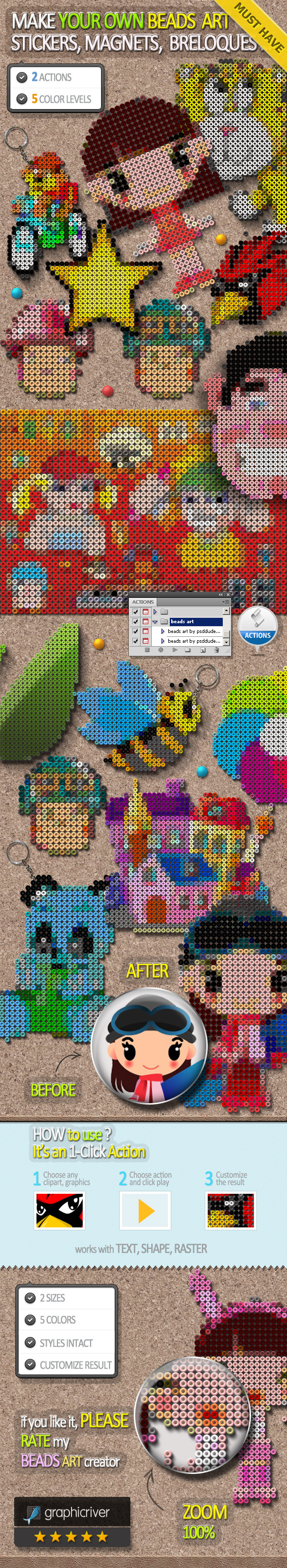 Perler Beads Art Photoshop Creator - Actions Photoshop