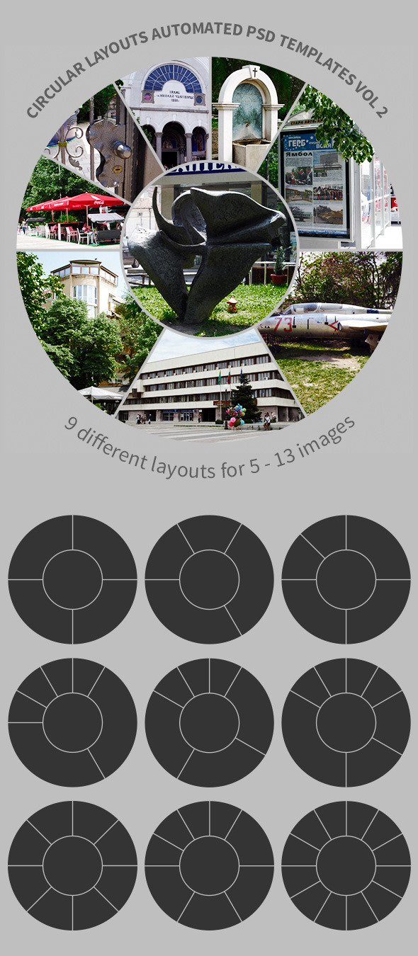 Circular Layouts Automated PSD Templates Vol 2 - Photoshop Add-ons