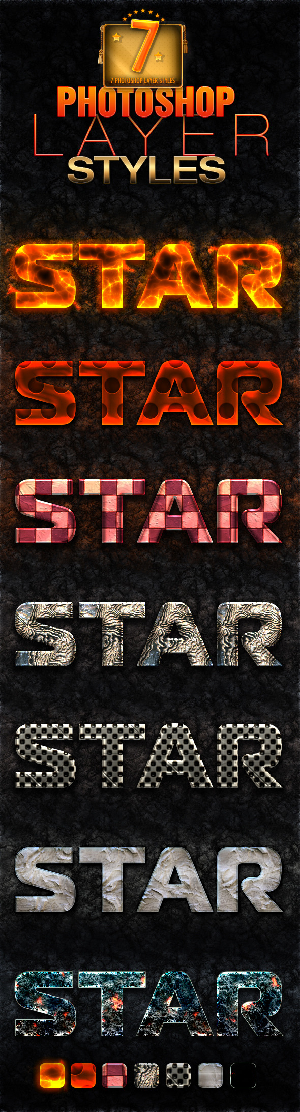 7 Photoshop Layer Styles - Text Effects Styles