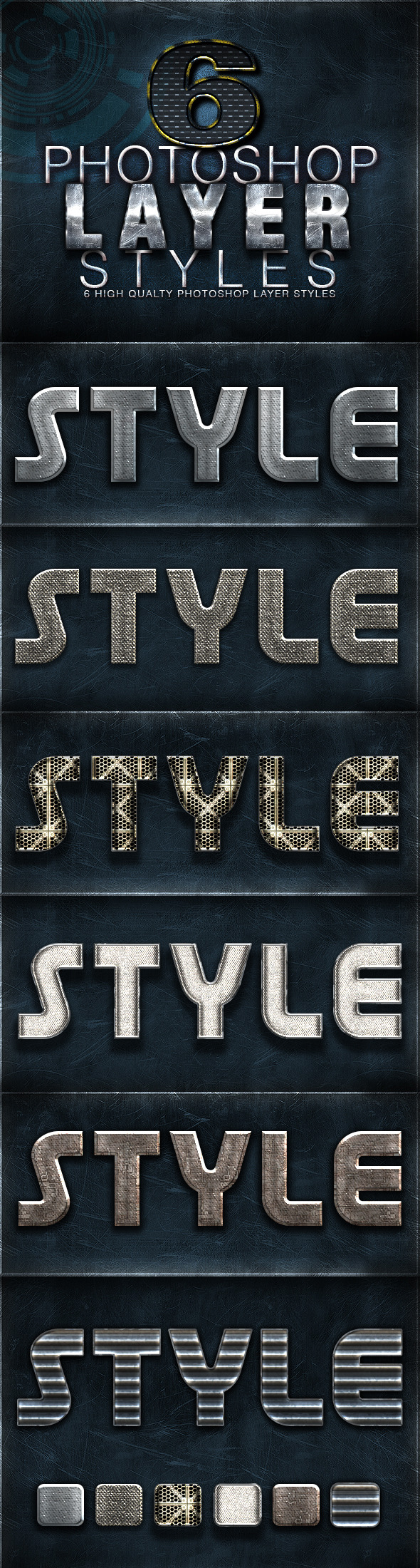 6 Photoshop Layer Styles - Text Effects Styles